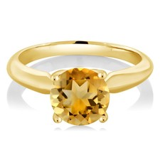 18K Yellow Gold Plated Silver Citrine Solitaire Engagement Ring For Women