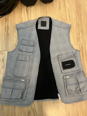 Men s Givenchy Sleeveless Cargo Vest Plaid Fabric Wool Cotton Size 48 EU/38 US