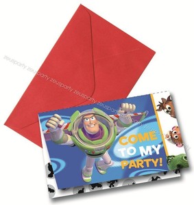 Dettagli Su Party Compleanno Biglietti Invito Con Busta Toy Story Festa 6 Pz