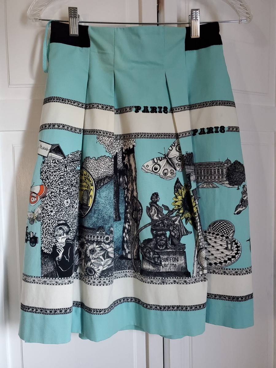 Anthropologie Florence Balducci Scenic Paris Artwork Pleated Skirt