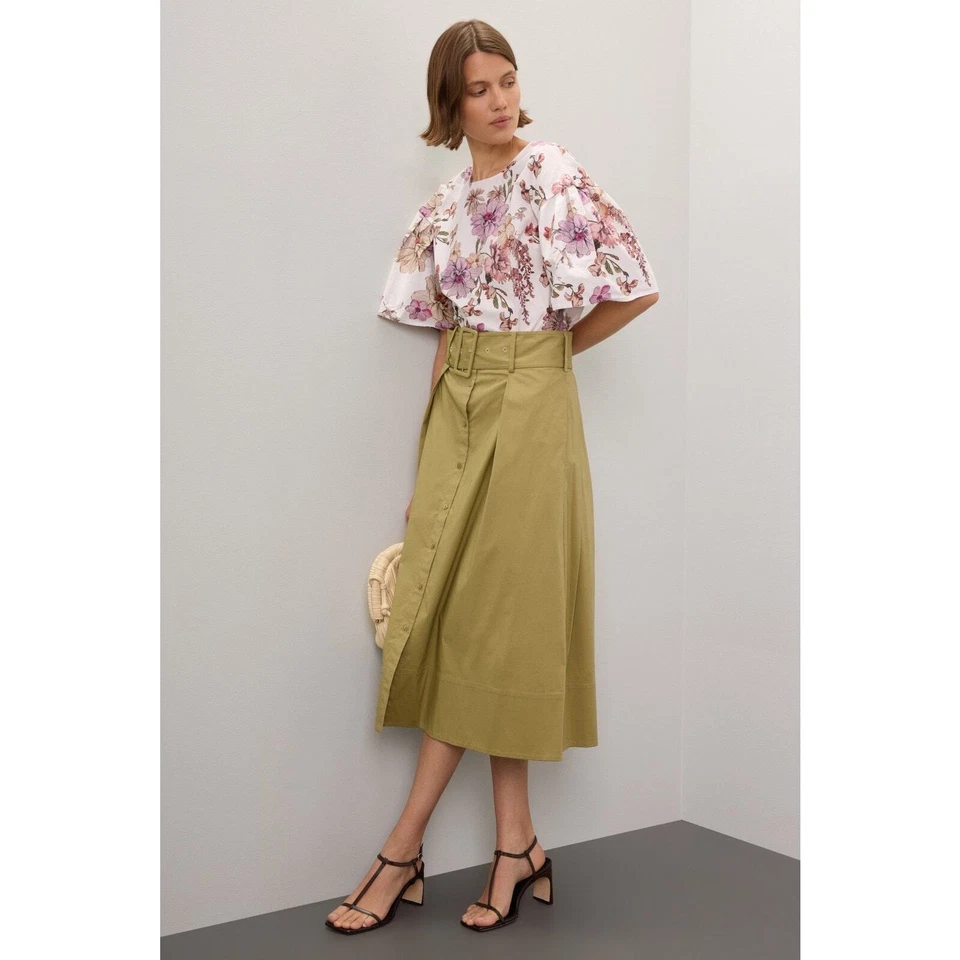 Top Adam Lippes blanco estampado floral manga acampanada talla 2 Foto 4 de 4