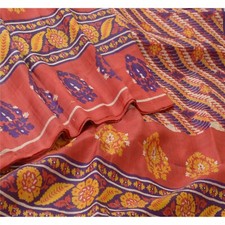 Sanskriti Vintage Red Indian Sarees 100 Pure Silk Printed Sari Craft Fabric