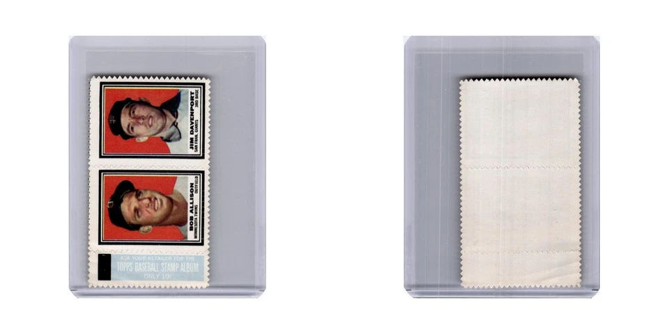 Bob Allison Jim Davenport 1962 Topps Stamp Panel #nan Baseball Card NM - Image 3 of 3