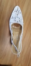 Whittall  Shon Embellished White Sling Back Strap "Starfish" Heels Sz 8.5