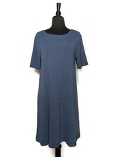 Gap Blue Striped Knit Stretch Short Sleeve Pullover Shift Dress Size M