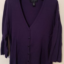Cable  Gauge Women's 3/4 Sleeve Purple Cardigan Size XL