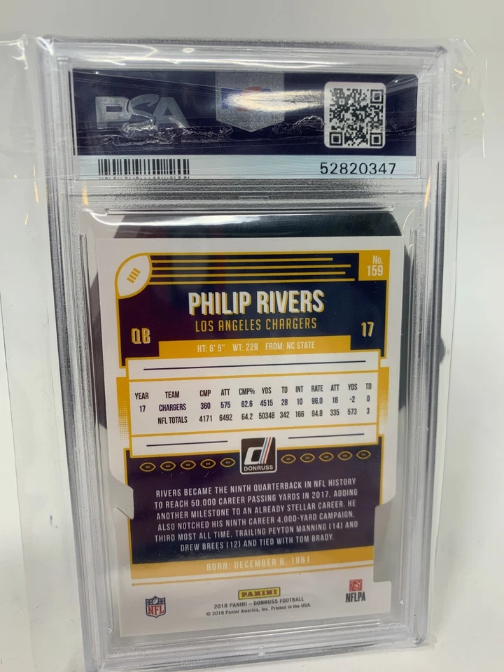 Philip Rivers - 2018 Panini Donruss - Gold Die Cut Press Proof 17/25 PSA 10 - Imagem 2 de 3