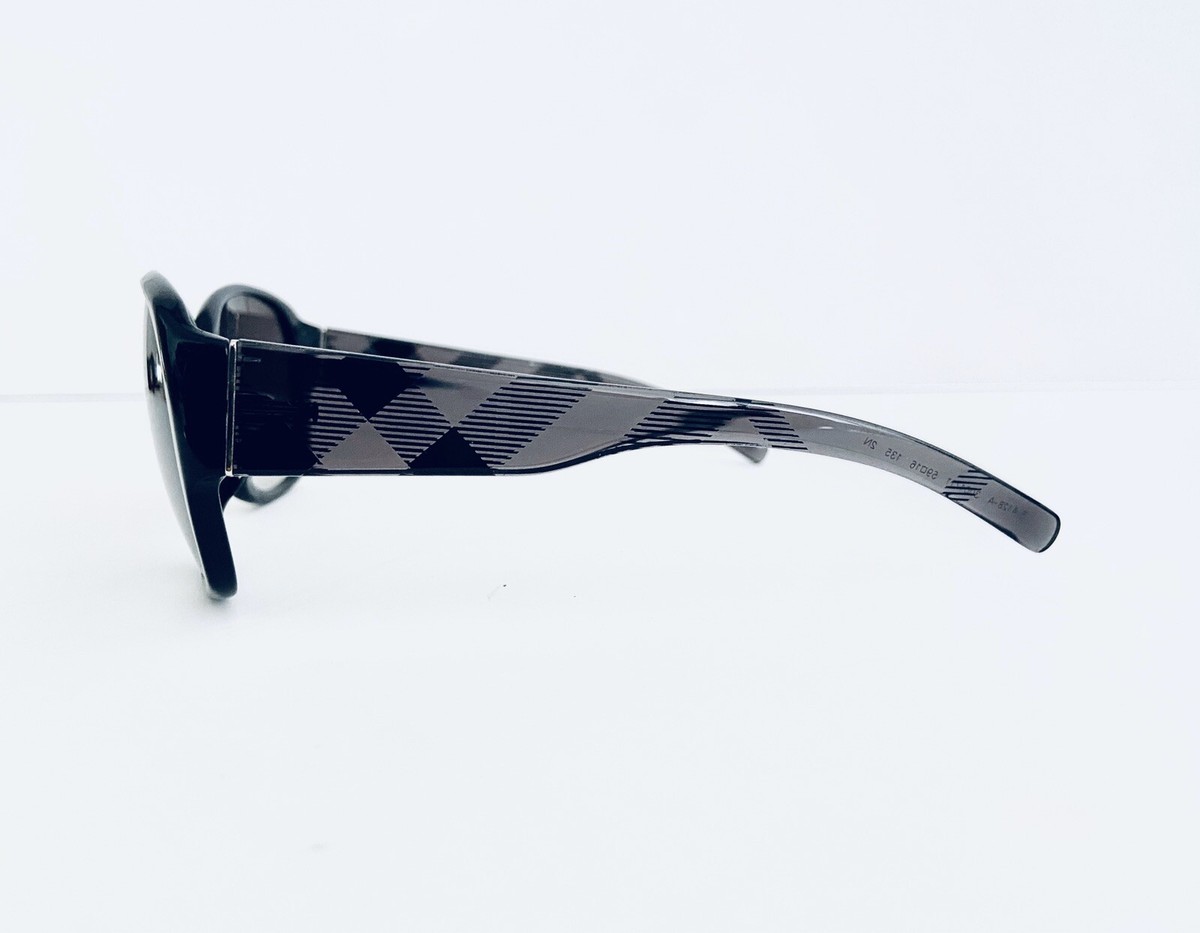 Burberry Black Oversized Oval Frame W Plaid Temple Sunglasses Italy 59 16 135 Burberry Eyewear - Etsy main image 3