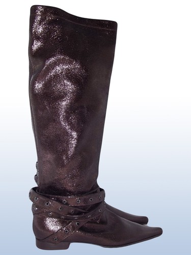 Alberto Guardiani Scarpe Donna Stivali Marrone Glitterato In Pelle Taglia 40 - Bild 3 von 7