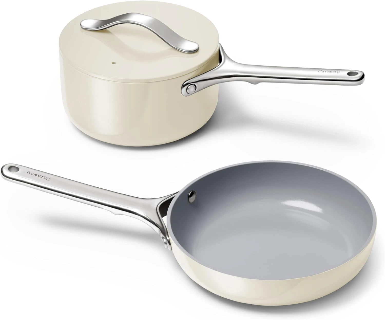 Non-Stick Mini Cookware Set - Ceramic Fry Pan & Saucepan - Oven Safe Cream
Opens in a new window or