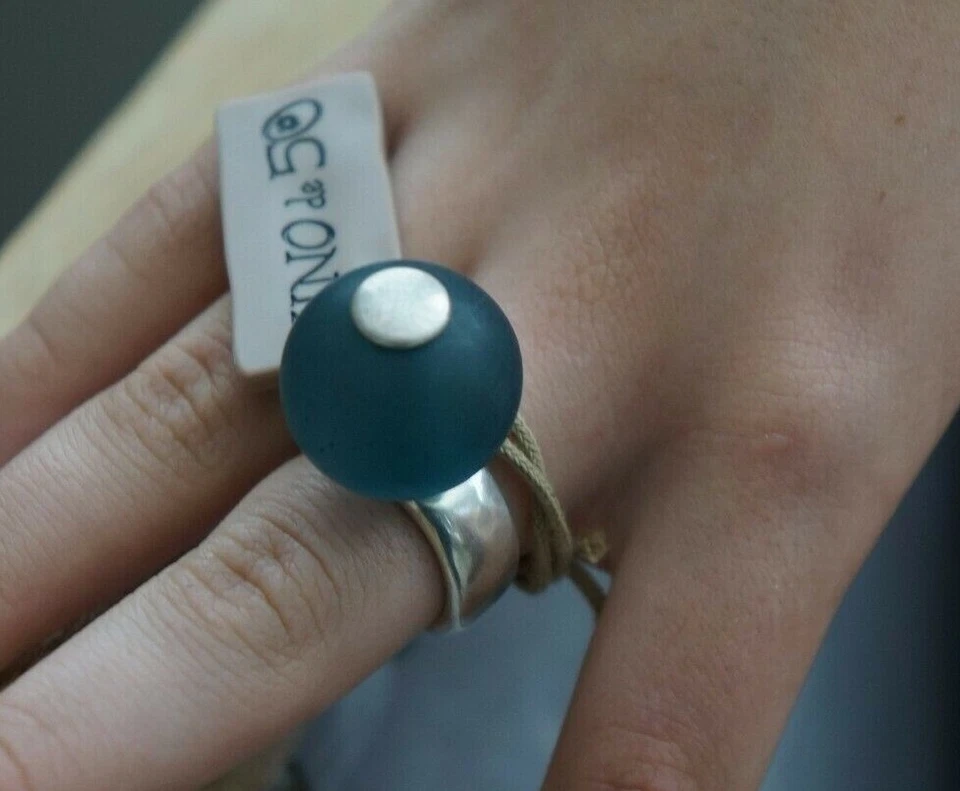 NUEVO UNO de 50 Bola de Cristal de Murano Azul OJO DEL GUADIANA Anillo de Plata 7.25 7.5 M L Foto 2 de 4