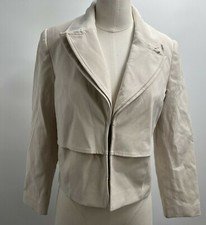 White House Black Market Women's Light Palomino Pleated-Back Jacket Size 6