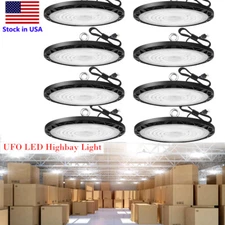 100W UFO High Bay LED Lights, 6000K with US Plug Commercial Bay Lighting 8PCS