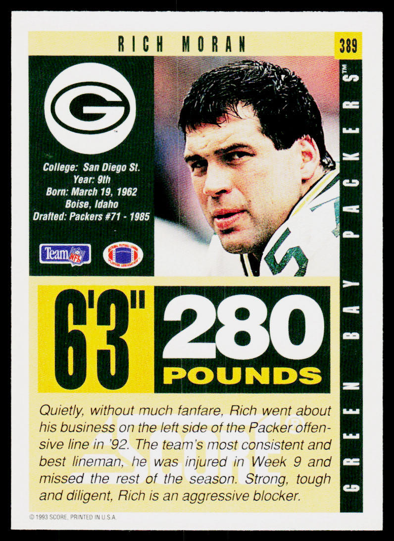 1993 Score #389 Rich Moran | eBay