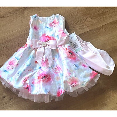 Rare Editions Baby Girls Floral-Print Mikado Bubble Dress, Size 6-9M, New w/Tags