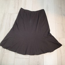 Eileen Fisher Linen A-Line Midi Skirt Brown Size L wool rayon blend