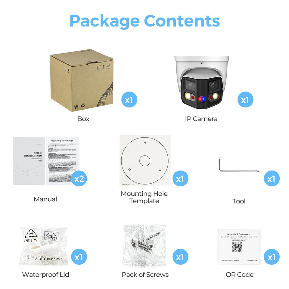 8MP Dual Lens Panoramic IP POE Camera 180° Sound Light Alarm Speaker - Image 2 of 4