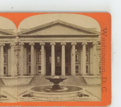 Treasury Department Fountain Entrance Washington DC E&HT Anthony Stereoview