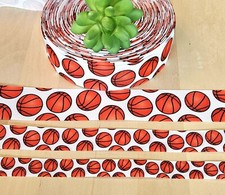 5/8, 7/8 1.5 1 YD Basketball Grosgrain Ribbon Sports Cheer Bow