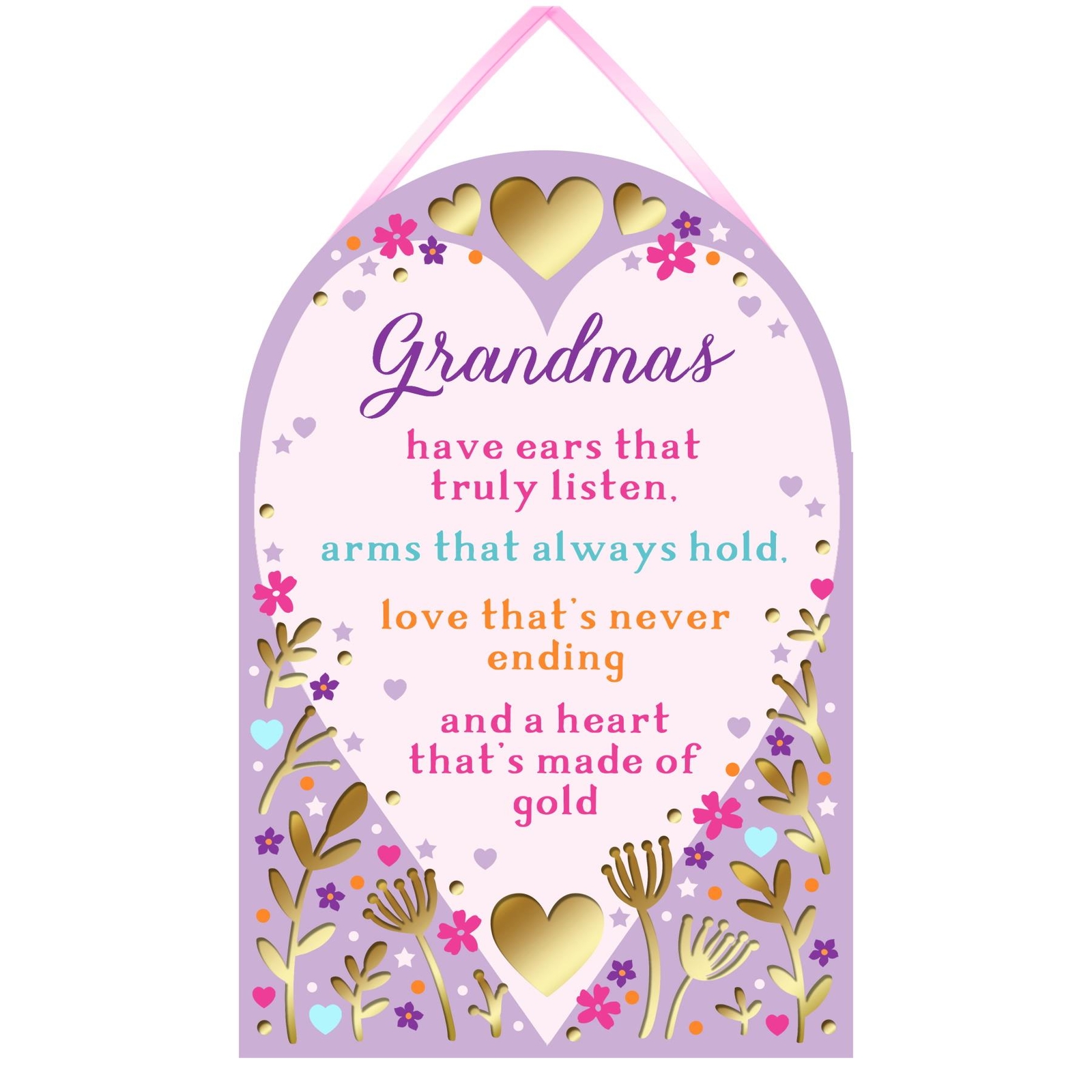 Hanging Wall Plaque Quote Gift for Grandma Sentimental Message Wooden Home Decor