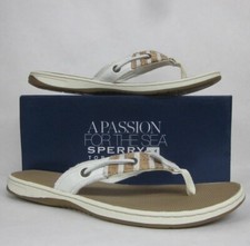 Sperry Seafish White Stripe Flip Flop - Size 9.5