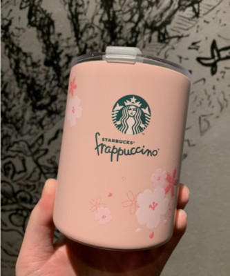 Starbucks 2024 China Pink Sakura Glass Cup SS Tumbler Cherry Blossom Suitcase