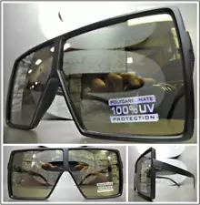 Oversized Exaggerated Modern Retro Shield Style SUNGLASSES Large Big Black Frame