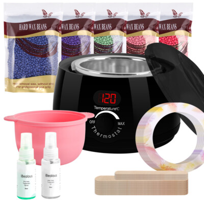 Wachsgerät Set Waxing Körper Haarentfernung Heißwachs Salon + Wachs Bohnen 500g
