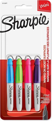 SHARPIE Mini Permanent Markers Fine Point Assorted Colors 4 Count