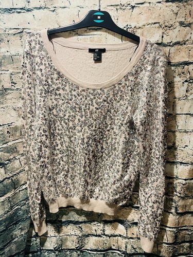 H&M Oversize Champagne Sequin Top, Size S , fit 12/14/16/18 42" chest