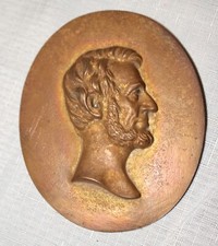 antique 1800's Tresal bronze Abraham Lincoln President wall plaque medallion 