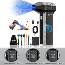 Electric Air Duster Cleaning Kit Air Blower w Brush Nozzle Attachment USB Cable