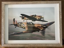 Spitfire And Hurricane Planes Framed Photo Battle Of Britain 10.5x14&rdquo;
