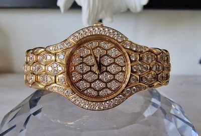 Bucherer Medea Full Diamonds Gelbgold Damenuhr 1997