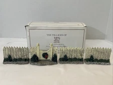 Lang and Wise Set Of 4 White Picket Fences With Gate Christmas Village Accessory