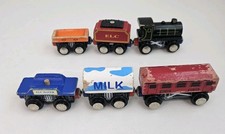 6x ELC Wooden Train Track Engines and Carriages Bundle Set. Milk, Water, Tender