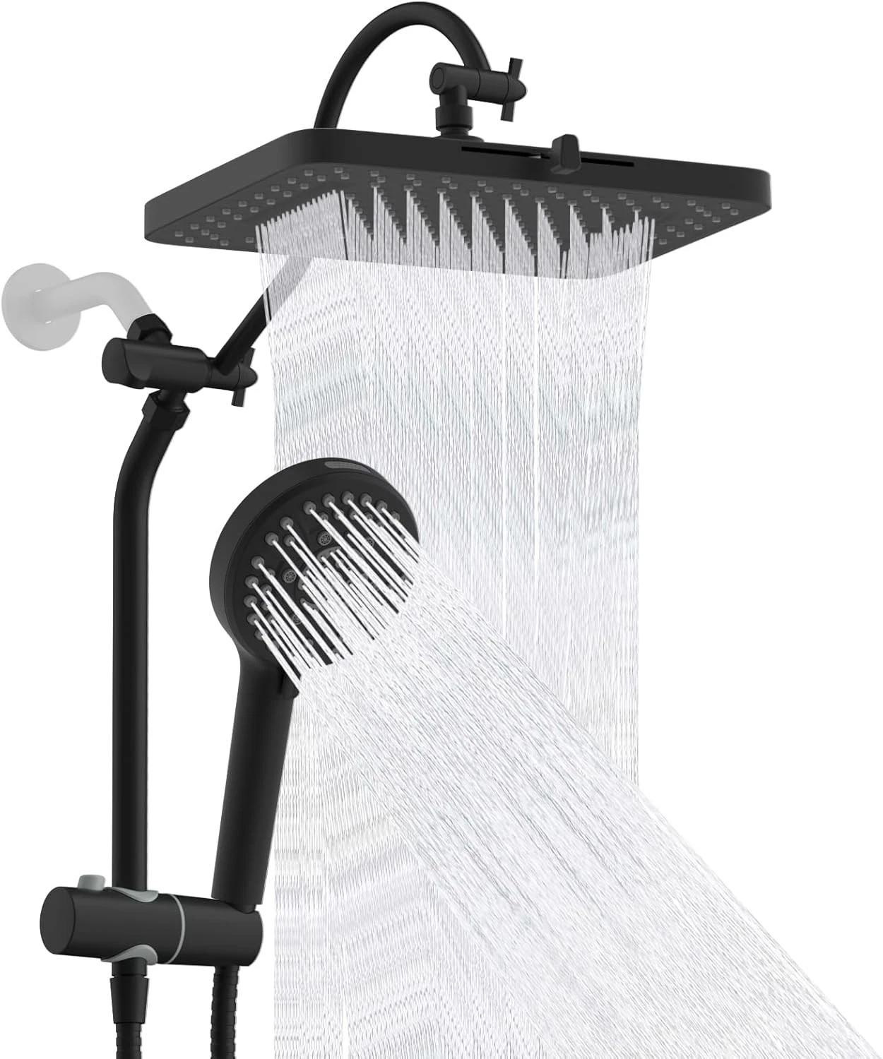 Hibbent 13 Inch Shower Head Combo Rainfall Handheld Matte Black