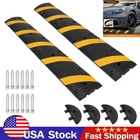 2PCS 84x11.8x2" Rubber Speed Bump 2 Channel 25000 lbs Load Speed Hump 2 End Caps