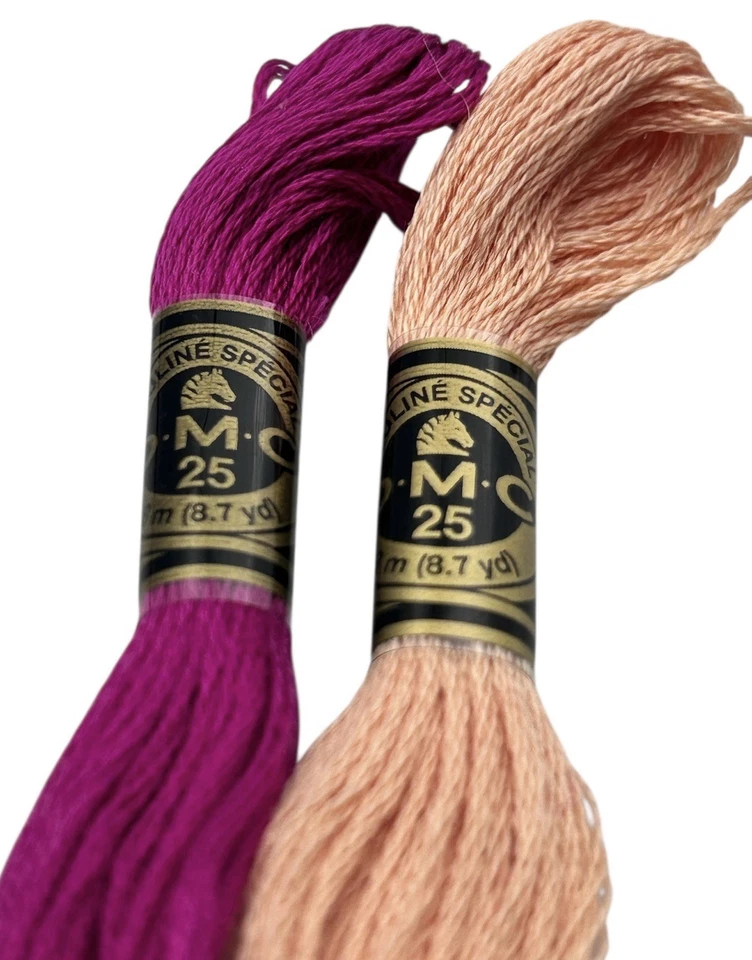 Lot of 7 DMC Embroidery Cotton 8.7y Each Skeins Plum 718 & Light Peach 754 NEW - Image 3 of 4