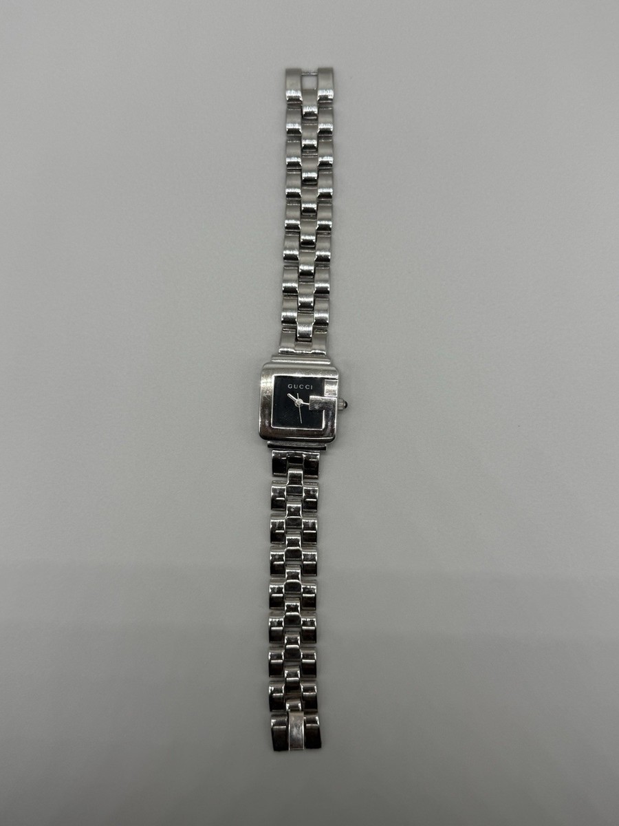 Gucci 3600L Square Swiss Movement Wristwatch Silver Metal Black