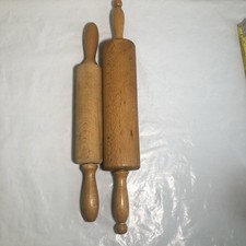 Vintage wooden Rolling pins set of two 17" 14" farmhouse cottagecore baking
