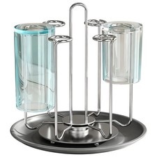 Stainless Steel 4 Cups Mug Drying Rack, Rotating Bottle Drying Holder, Counte...