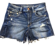 American Eagle Outfitters Distressed Denim Shorts Size 6 Dark Wash