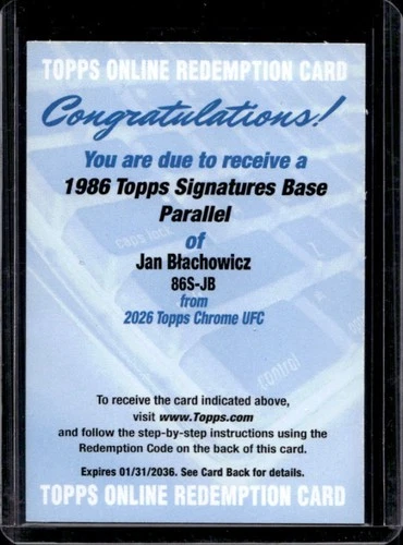 2026 Topps Chrome Sapphire UFC Jan Blachowicz 1986 Signatures Auto #86S-JB