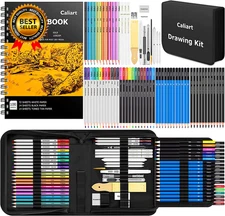 176PCS Art Supplies Sketching Kit with 100 Sheets 3-Color Sketch Book Graphite