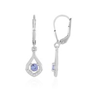 Ohrringe Aus Versilbertem Silber Mit Tansanit Und Zirkon