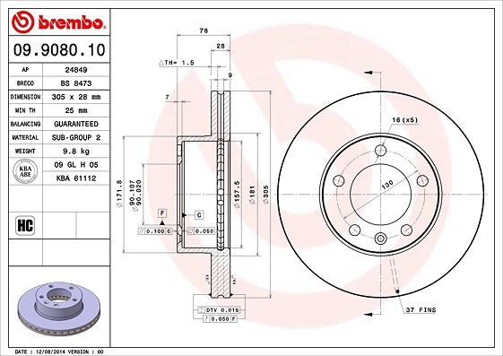2X Brembo Bremsscheibe Vorderachse U.A. FüR Nissan, Opel, Renault-image