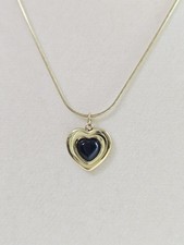 Stainless Steel Gold Tone Black Heart Pendant Necklace