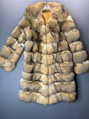 Vintage Full Size 80 s Horizontal Real Fox Fur Coat Mob Wife Aesthetic