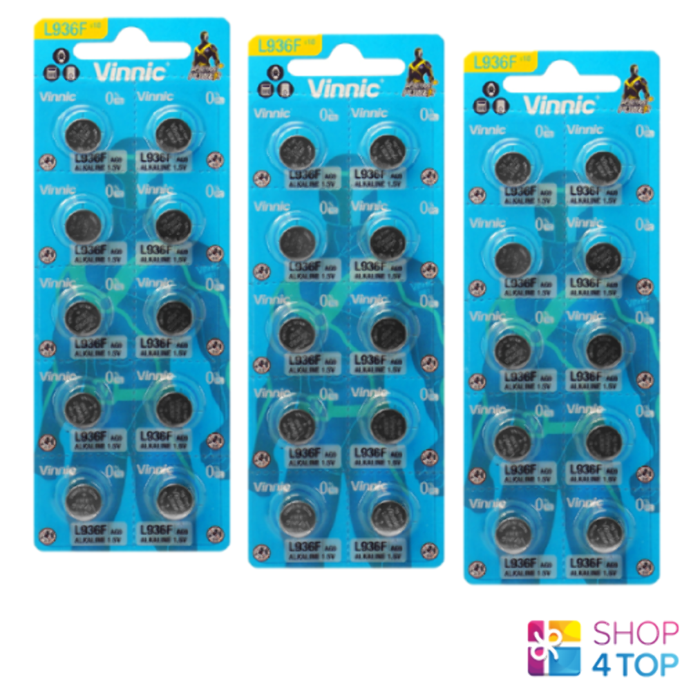 30 VinNic Alkaline Batteries L936 G9 LR936 1.5V Exp 2028 No Mercury Nuovo